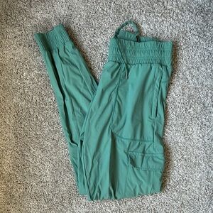 High-Waist Teal Green Cargo Jogger Pants